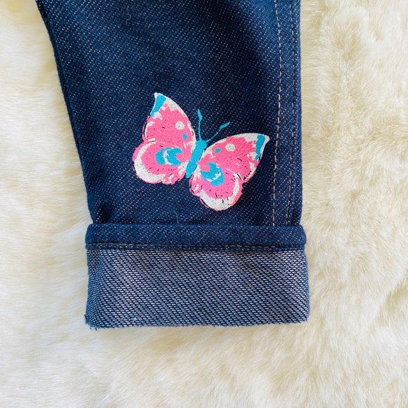 Girl’s Infant Outfit Butterfly Top Capri Denim Leggings Size 12 months Spring - Picture 11 of 14